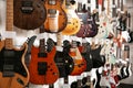 Rows of guitars in music store Royalty Free Stock Photo