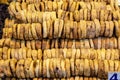 Rows of dried figs on the market close up