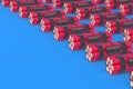 Rows of dynamite bombs with digital timer. Countdown and deadline. Copy space Royalty Free Stock Photo