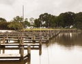 Rows of empty boat dock harbor