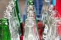 Rows of empty bottles with swallow depth of field Royalty Free Stock Photo