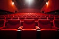 Rows of empty cinema seats waiting for viewers Royalty Free Stock Photo