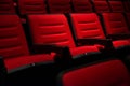 Rows of empty cinema or theater red seats. Royalty Free Stock Photo