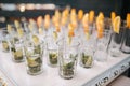 Rows of empty glasses prepared for reception Royalty Free Stock Photo