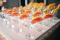 Rows of empty glasses prepared for reception Royalty Free Stock Photo