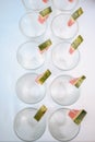 Rows of empty glasses prepared for reception Royalty Free Stock Photo