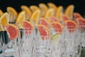 Rows of empty glasses prepared for tasting Royalty Free Stock Photo