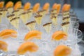 Rows of empty glasses prepared for reception Royalty Free Stock Photo