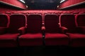 rows of empty red theater seating, from the stage view Royalty Free Stock Photo