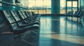 Rows of empty seats in departure hall of airport, waiting area Royalty Free Stock Photo