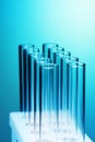 Rows of empty test tubes fixed together Royalty Free Stock Photo