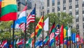 Rows of flags of all nations next to UN in New York City Royalty Free Stock Photo