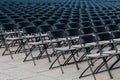 Rows of folding chairs, empty seats ion event - chair row Royalty Free Stock Photo