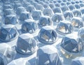 Rows of futuristic clear and opaque geometric dome structures creating a high-tech abstract pattern Royalty Free Stock Photo