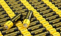 Rows of generic AA batteries with the label `Rechargeable Battery`