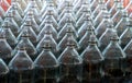 Rows of glass bottle for a ring toss game Royalty Free Stock Photo