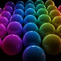Rows of glossy, spherical objects display a vibrant gradient of colors, transitioning Royalty Free Stock Photo