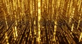 Rows of golden binary code and numbers appear to cascade downwards, Royalty Free Stock Photo