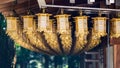 Golden lanterns at the Buddhist temple at Koyasan Mount Koya in Wakayama, Japan