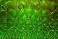 Rows of green glass bottles on the conveyor close-up. Royalty Free Stock Photo