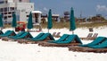 Rows of green lounge chairs Royalty Free Stock Photo