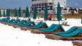 Rows of green lounge chairs Royalty Free Stock Photo