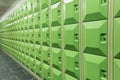 Rows of green student lockers in school hall Royalty Free Stock Photo
