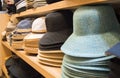 Rows of hats on slelves Royalty Free Stock Photo