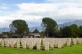 Rows of headstones at the Cassino War Cemetery Royalty Free Stock Photo