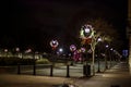 Rows of holiday decorated lamp posts downtown Augusta