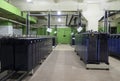 Rows of industrial storage batteries.A room used for backup or uninterruptible power supply.