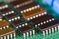 Rows of integral circuits on Printed Circuit Board Royalty Free Stock Photo