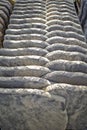 Rows of interleaved stepping stones at a garden centre.