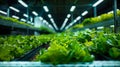 Rows of Lettuce Growing in a Greenhouse Royalty Free Stock Photo
