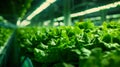 Rows of Lettuce Growing in a Greenhouse Royalty Free Stock Photo