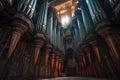 rows of majestic pipe organ pipes, in a cathedral Royalty Free Stock Photo