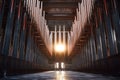 rows of majestic pipe organ pipes, in a cathedral Royalty Free Stock Photo