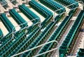 Rows of Green Seats in Stadium