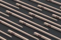 Rows of many wooden chopsticks. Asian culture. Bamboo sticks. Oriental tableware.