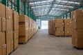 The rows of material boxes or product boxes in warehouse area Royalty Free Stock Photo