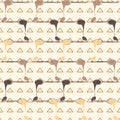 Rows of melting chocolate spoons on triangle background. Seamles vector pattern Royalty Free Stock Photo