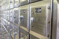 Rows of metal post office boxes Royalty Free Stock Photo