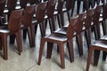 Rows of Modern Brown Plastic Chairs in an Outdoor Event