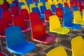 Rows of modern colored chairs