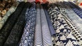 Rows of monochromic japanese cotton cloth