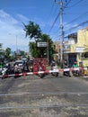 Rows of motorbikes at the railroad tracks