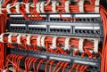 Rows Of Network Cables Connected To Router And Switch Hub