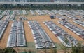Rows of new cars ready for delivery in ZhengZhouDong