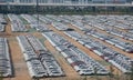 Rows of new cars ready for delivery in ZhengZhouDong