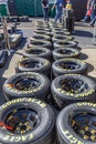 Rows of New NASCAR Monster Energy Cup Goodyear Tires